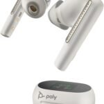 POLY Voyager Free 60+ UC White Sand Earbuds +BT700 USB-C Adapter +Touchscreen Charge Case