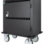 Manhattan Charging Cabinet/Cart via USB-C x32 Devices, Trolley, Power Delivery 18W per port (576W total), Suitable for iPads/other tablets/phones/smaller chromebooks, Bays 330x22x235mm, Device charging cables not included, Lockable (PIN code), EU & UK pow
