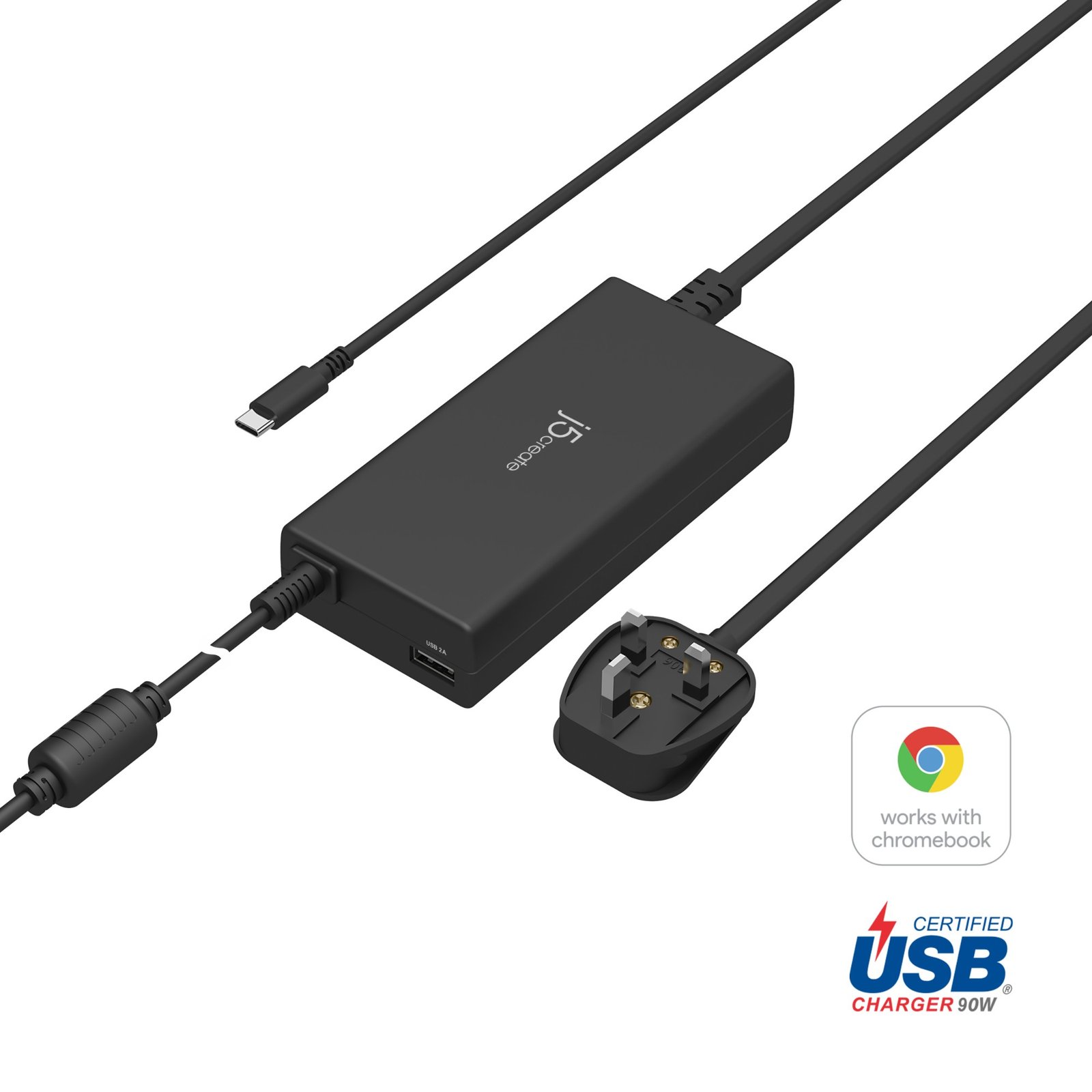 I6Vq13bodEuPhTR8a7QpiQ.c-r j5create JUP2290C-FN 100W PD USB-C® Super Charger - UK, Black, includes 1.2 m cable - Image 1