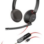 POLY Blackwire 5220 Headset Wired Head-band Calls/Music USB Type-C Black, Red