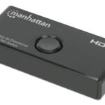 Manhattan HDMI Switch 2-Port, 8K@60Hz, Bi-Directional, Black, Displays output from x1 HDMI source to x2 HD displays (same output to both displays) or Connects x2 HDMI sources to x1 display, Manual Selection, No external power required, 3 Year Warranty