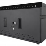 Manhattan Charging Cabinet/Cart via USB-C x20 Devices, Desktop, Power Delivery 18W per port (360W total), Suitable for iPads/other tablets/phones, Bays 264x22x235mm, Device charging cables not included, Silent Ventilation, Lockable (2 keys), EU & UK power