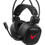 Varr Gaming USB Headphones with Built In Microphone, Over-Ear, LED Backlight, Rugged, Popular USB-A connection, Black/Red, Cable 2m