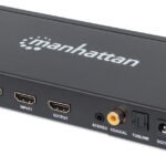 Manhattan 1080p 4-Port HDMI Multiviewer Switch, Switch with Four Inputs on One Display, Video Bandwidth Amplifier, Remote Control, Black, Three Year Warranty, Box