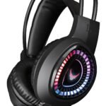 Varr Pro Gaming Headset with RGB Backlight, Works with PS5 and Xbox Series X/S, Microphone Boom, 15mW speakers, uses 3.5mm for music output and USB-A port for powering the backlight only, Cable 2.1m, Black