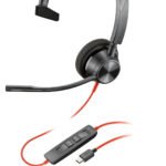 POLY Blackwire 3310 Monaural USB-C Headset +USB-C/A Adapter