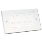 Lindy CAT5e Double Wall Plate with 4 x RJ-45 Shuttered Socket, Unshielded