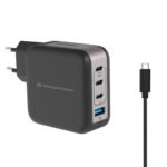 Conceptronic 4-Port 100W GaN USB PD Charger with USB-C Charging Cable, USB-C x 3, USB-A x 1, QC 3.0, PPS