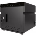 Manhattan Charging Cabinet/Cart via USB-C x10 Devices Desktop, Power Delivery 18W per port (180W total), Suitable for iPads/other tablets/phones, Bays 264x22x235mm, Device charging cables not included, Silent Ventilation, Lockable (2 keys), EU & UK power