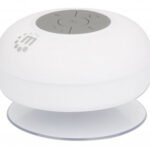Manhattan Bluetooth Shower Speaker (Clearance Pricing), Waterproof design with suction-cup mount, Omnidirectional Mic, Integrated Controls, 5 hour Playback time, Range 10m, Output 3W, USB-A charging cable included, Bluetooth v4.0, White, 3 Years Warranty,