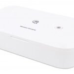 Manhattan UV Phone Sanitizer with Wireless Charger (Clearance Pricing), 10 W Wireless Charging Pad, Integrated UV LEDs to eliminate germs, viruses and bacteria, Quick 1-minute or 5-minute cleaning cycle, Auto-off UV light when opened, White, 3 Year Warran